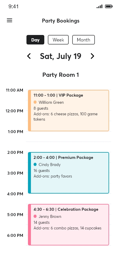 Calendar Booking Schedule on Mobile